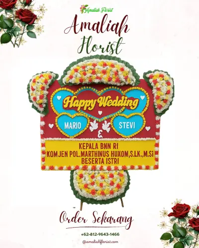 Karangan Papan Bunga Pernikahan di Geluntung